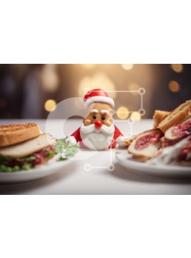 Intra Συλλεκτικό Ξύλινο Παζλ Plywood  4mm - Παιχνίδι Άγιος Βασίλης με φαγητό στο τραπέζι Σε Ξύλινο Κουτί - Διαστάσεις Puzzle: 10x10 cm – 25 κομμάτια