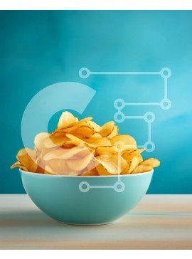 Σετ των 2 Intra Συλλεκτικό Ξύλινο Παζλ Plywood  4mm - Μπολ με πατατάκια σε ξύλινο τραπέζι με φόντο μπλε του ουρανού Σε Ξύλινο Κουτί - Διαστάσεις: 10x10 cm – 25 κομμάτια