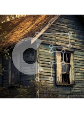 Intra Συλλεκτικό Ξύλινο Παζλ Plywood  4mm - Απόκοσμη εικόνα ενός εγκαταλειμμένου ξύλινου σπιτιού Σε Ξύλινο Κουτί - Διαστάσεις Puzzle: 10x10 cm – 25 κομμάτια