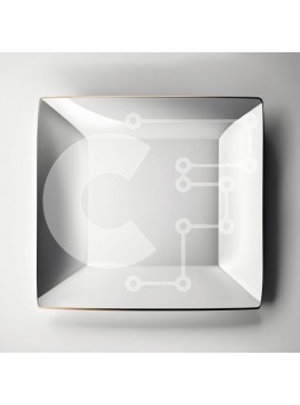 Intra Συλλεκτικό Ξύλινο Παζλ Plywood  4mm - Κομψό λευκό πιάτο με χρυσό χείλος σε μοντέρνο γκρι φόντο Σε Ξύλινο Κουτί - Διαστάσεις Puzzle: 10x10 cm – 25 κομμάτια