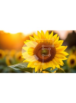 Intra Συλλεκτικό Ξύλινο Παζλ Plywood  4mm - Δονούμενος ηλίανθος σε ένα χωράφι στο ηλιοβασίλεμα Σε Ξύλινο Κουτί - Διαστάσεις: 10x10 cm – 25 κομμάτια