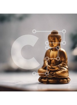 Intra Συλλεκτικό Ξύλινο Παζλ Plywood  4mm - Καθιστό άγαλμα του Βούδα σε χρυσό σε μαρμάρινη επιφάνεια Σε Ξύλινο Κουτί - Διαστάσεις Puzzle: 10x10 cm – 25 κομμάτια