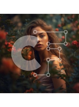 Σετ των 2 Intra Συλλεκτικό Ξύλινο Παζλ Plywood  4mm - Όμορφη εικόνα μιας γυναίκας με λευκό φόρεμα σε έναν κήπο στο ηλιοβασίλεμα Σε Ξύλινο Κουτί - Διαστάσεις: 10x10 cm – 25 κομμάτια