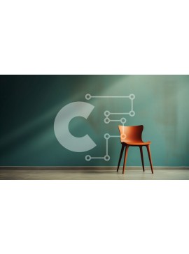 Intra Συλλεκτικό Ξύλινο Παζλ Plywood  4mm - Πορτοκαλί καρέκλα μπροστά από έναν τυρκουάζ τοίχο Σε Ξύλινο Κουτί - Διαστάσεις Puzzle: 10x10 cm – 25 κομμάτια