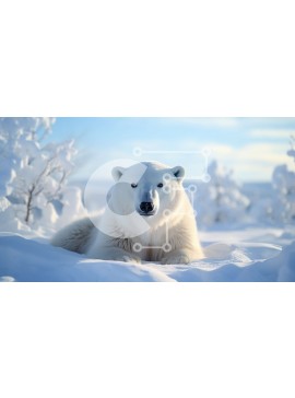 Intra Συλλεκτικό Ξύλινο Παζλ Plywood  4mm - Λευκή πολική αρκούδα στο χιόνι Σε Ξύλινο Κουτί - Διαστάσεις: 10x10 cm – 25 κομμάτια