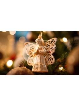 Intra Συλλεκτικό Ξύλινο Παζλ Plywood  4mm - Στολίδι αγγέλου που κρέμεται στο χριστουγεννιάτικο δέντρο Σε Ξύλινο Κουτί - Διαστάσεις: 10x10 cm – 25 κομμάτια