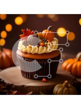 Σετ των 2 Intra Συλλεκτικό Ξύλινο Παζλ Plywood  4mm - Λαχταριστό φθινοπωρινό Cupcake σοκολάτας με γιορτινά στολίδια Σε Ξύλινο Κουτί - Διαστάσεις: 10x10 cm – 25 κομμάτια