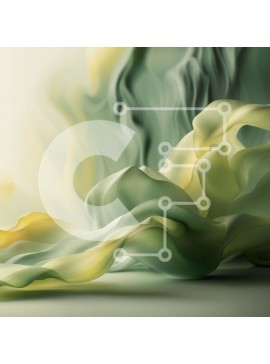 Intra Συλλεκτικό Ξύλινο Παζλ Plywood  4mm - Δονούμενη πράσινη και κίτρινη αφηρημένη ζωγραφική Σε Ξύλινο Κουτί - Διαστάσεις Puzzle: 10x10 cm – 25 κομμάτια