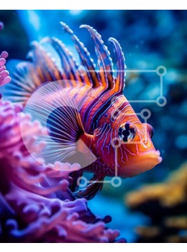 Intra Συλλεκτικό Ξύλινο Παζλ Plywood  4mm - Ζωντανά ψάρια σε έναν εκπληκτικό κοραλλιογενή ύφαλο Σε Ξύλινο Κουτί - Διαστάσεις: 10x10 cm – 25 κομμάτια