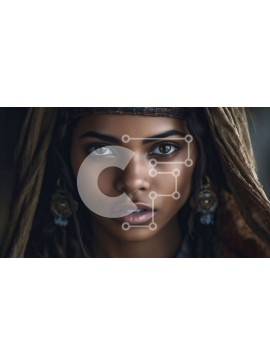 Intra Συλλεκτικό Ξύλινο Παζλ Plywood  4mm - Όμορφο πορτρέτο μιας γυναίκας με μαντίλα και σκουλαρίκια Σε Ξύλινο Κουτί - Διαστάσεις Puzzle: 10x10 cm – 25 κομμάτια