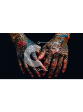 Intra Συλλεκτικό Ξύλινο Παζλ Plywood  4mm - Πολύχρωμα και περίπλοκα σχέδια τατουάζ στα χέρια Σε Ξύλινο Κουτί - Διαστάσεις Puzzle: 10x10 cm – 25 κομμάτια