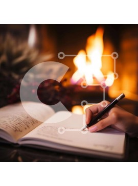 Intra Συλλεκτικό Ξύλινο Παζλ Plywood  4mm - Άνετη γωνιά γραφής με τζάκι και σημειωματάριο Σε Ξύλινο Κουτί - Διαστάσεις Puzzle: 10x10 cm – 25 κομμάτια