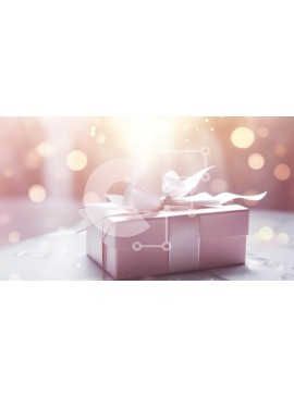 Intra Συλλεκτικό Ξύλινο Παζλ Plywood  4mm - Ροζ κουτί δώρου με λευκή κορδέλα σε διακοσμημένο τραπέζι Σε Ξύλινο Κουτί - Διαστάσεις Puzzle: 10x10 cm – 25 κομμάτια