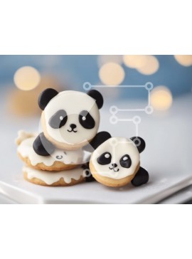 Σετ των 2 Intra Συλλεκτικό Ξύλινο Παζλ Plywood  4mm - Νόστιμη στοίβα μπισκότα αρκούδας Panda Σε Ξύλινο Κουτί - Διαστάσεις: 10x10 cm – 25 κομμάτια