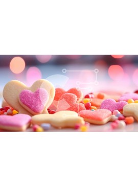 Σετ των 2 Intra Συλλεκτικό Ξύλινο Παζλ Plywood  4mm - Πολύχρωμα μπισκότα σε σχήμα καρδιάς με ζαχαρωτά και γλυκές λιχουδιές Σε Ξύλινο Κουτί - Διαστάσεις: 10x10 cm – 25 κομμάτια