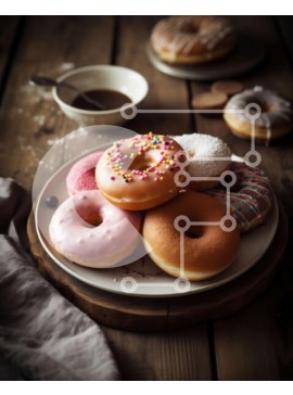 Σετ των 2 Intra Συλλεκτικό Ξύλινο Παζλ Plywood  4mm - Νόστιμη εικόνα από γλασαρισμένα ντόνατς με ψεκασμούς Σε Ξύλινο Κουτί - Διαστάσεις: 10x10 cm – 25 κομμάτια