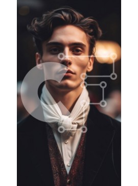 Intra Συλλεκτικό Ξύλινο Παζλ Plywood  4mm - Σοβαρός άνδρας με μαύρο κοστούμι και καπέλο που κοιτάζει την κάμερα Σε Ξύλινο Κουτί - Διαστάσεις Puzzle: 10x10 cm – 25 κομμάτια