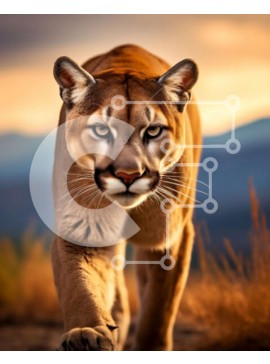 Intra Συλλεκτικό Ξύλινο Παζλ Plywood  4mm - Εκπληκτική εικόνα του Mountain Lion σε φυσικό βιότοπο Σε Ξύλινο Κουτί - Διαστάσεις: 10x10 cm – 25 κομμάτια