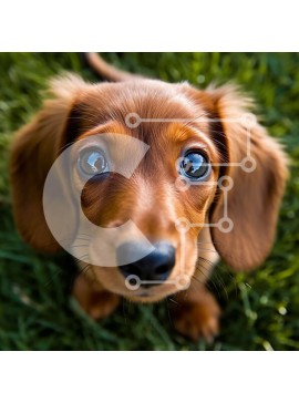Intra Συλλεκτικό Ξύλινο Παζλ Plywood  4mm - Χαριτωμένη εικόνα καφέ σκύλου Dachshund με μεγάλα καστανά μάτια Σε Ξύλινο Κουτί - Διαστάσεις: 10x10 cm – 25 κομμάτια
