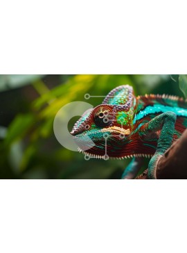 Intra Συλλεκτικό Ξύλινο Παζλ Plywood  4mm - Πολύχρωμος χαμαιλέοντας σκαρφαλωμένος σε ένα κλαδί δέντρου Σε Ξύλινο Κουτί - Διαστάσεις: 10x10 cm – 25 κομμάτια