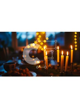 Σετ των 2 Intra Συλλεκτικό Ξύλινο Παζλ Plywood  4mm - Τραπεζαρία υπό το φως των κεριών με διάφορα φρούτα και κύπελλο Σε Ξύλινο Κουτί - Διαστάσεις: 10x10 cm – 25 κομμάτια