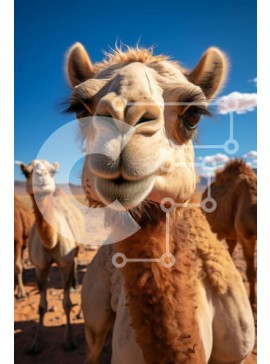 Σετ των 2 Intra Συλλεκτικό Ξύλινο Παζλ Plywood  4mm - Όμορφη εικόνα με καμήλες στην έρημο με καθαρό μπλε ουρανό Σε Ξύλινο Κουτί - Διαστάσεις: 10x10 cm – 25 κομμάτια