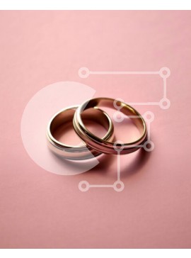 Intra Συλλεκτικό Ξύλινο Παζλ Plywood  4mm - Εκπληκτική εικόνα δύο χρυσών βέρες σε ροζ φόντο Σε Ξύλινο Κουτί - Διαστάσεις Puzzle: 10x10 cm – 25 κομμάτια