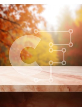 Intra Συλλεκτικό Ξύλινο Παζλ Plywood  4mm - Άδειο μαρμάρινο τραπέζι με φόντο φυλλώματος πτώσης Σε Ξύλινο Κουτί - Διαστάσεις Puzzle: 10x10 cm – 25 κομμάτια