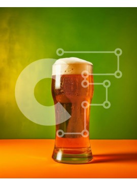 Σετ των 2 Intra Συλλεκτικό Ξύλινο Παζλ Plywood  4mm - Ποτήρι μπύρα σε πορτοκαλί και πράσινο φόντο Σε Ξύλινο Κουτί - Διαστάσεις: 10x10 cm – 25 κομμάτια