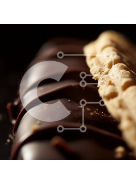 Σετ των 2 Intra Συλλεκτικό Ξύλινο Παζλ Plywood  4mm - Μπισκότο καλυμμένο με σοκολάτα σε μαύρο φόντο Σε Ξύλινο Κουτί - Διαστάσεις: 10x10 cm – 25 κομμάτια