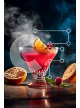 Σετ των 2 Intra Συλλεκτικό Ξύλινο Παζλ Plywood  4mm - Δροσιστικό κόκκινο κοκτέιλ με φέτα πορτοκαλιού και ξυλάκι κανέλας Σε Ξύλινο Κουτί - Διαστάσεις: 10x10 cm – 25 κομμάτια