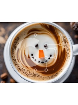 Σετ των 2 Intra Συλλεκτικό Ξύλινο Παζλ Plywood  4mm - Φλιτζάνι καφέ με Latte Art Χιονάνθρωπος Σε Ξύλινο Κουτί - Διαστάσεις: 10x10 cm – 25 κομμάτια