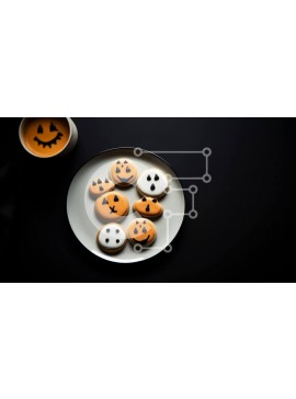 Σετ των 2 Intra Συλλεκτικό Ξύλινο Παζλ Plywood  4mm - Μπισκότα σε σχήμα κολοκύθας και φαναριού για το Halloween Σε Ξύλινο Κουτί - Διαστάσεις: 10x10 cm – 25 κομμάτια
