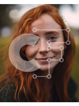 Intra Συλλεκτικό Ξύλινο Παζλ Plywood  4mm - Χαμογελαστή κοκκινομάλλα γυναίκα στη φύση Σε Ξύλινο Κουτί - Διαστάσεις Puzzle: 10x10 cm – 25 κομμάτια