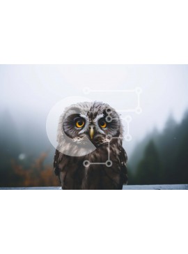 Σετ των 2 Intra Συλλεκτικό Ξύλινο Παζλ Plywood  4mm - Περίεργη κουκουβάγια που κάθεται σε ένα κιγκλίδωμα στο δάσος Σε Ξύλινο Κουτί - Διαστάσεις: 10x10 cm – 25 κομμάτια