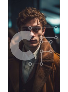 Intra Συλλεκτικό Ξύλινο Παζλ Plywood  4mm - Σοβαρό πορτρέτο ενός νεαρού άνδρα σε ένα αμυδρά φωτισμένο δωμάτιο Σε Ξύλινο Κουτί - Διαστάσεις Puzzle: 10x10 cm – 25 κομμάτια