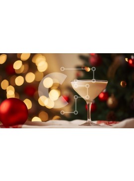 Intra Συλλεκτικό Ξύλινο Παζλ Plywood  4mm - Γιορτινό ποτήρι Martini με διακοσμητικό χριστουγεννιάτικο δέντρο Σε Ξύλινο Κουτί - Διαστάσεις Puzzle: 10x10 cm – 25 κομμάτια