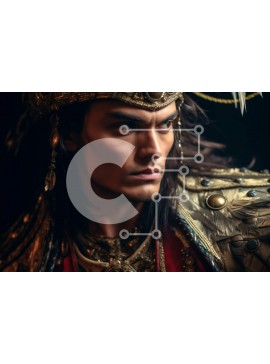 Intra Συλλεκτικό Ξύλινο Παζλ Plywood  4mm - Σοβαρός άνδρας που φορά χρυσό στέμμα και κόκκινο ακρωτήριο Σε Ξύλινο Κουτί - Διαστάσεις Puzzle: 10x10 cm – 25 κομμάτια