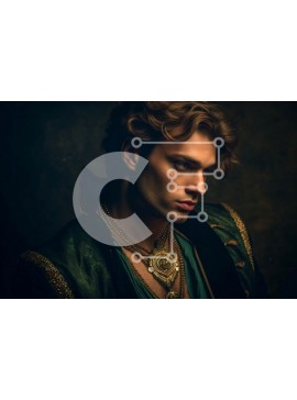 Intra Συλλεκτικό Ξύλινο Παζλ Plywood  4mm - Σοβαρός άνδρας με πράσινο σακάκι και χρυσές αλυσίδες εικόνα Σε Ξύλινο Κουτί - Διαστάσεις Puzzle: 10x10 cm – 25 κομμάτια