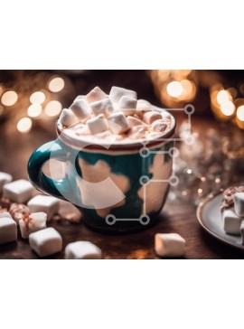 Σετ των 2 Intra Συλλεκτικό Ξύλινο Παζλ Plywood  4mm - Ζεστό κακάο με Marshmallows και καραμέλα σε ένα γιορτινό τραπέζι Σε Ξύλινο Κουτί - Διαστάσεις: 10x10 cm – 25 κομμάτια