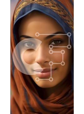 Intra Συλλεκτικό Ξύλινο Παζλ Plywood  4mm - Ουδέτερο πορτρέτο μιας γυναίκας που φοράει χιτζάμπ Σε Ξύλινο Κουτί - Διαστάσεις Puzzle: 10x10 cm – 25 κομμάτια