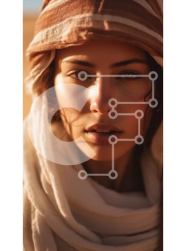 Intra Συλλεκτικό Ξύλινο Παζλ Plywood  4mm - Εκπληκτική φωτογραφία μιας γυναίκας με μαντίλα που στέκεται στην έρημο Σε Ξύλινο Κουτί - Διαστάσεις Puzzle: 10x10 cm – 25 κομμάτια