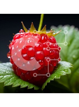 Σετ των 2 Intra Συλλεκτικό Ξύλινο Παζλ Plywood  4mm - Φρέσκο ​​κόκκινο βατόμουρο με σταγονίδια νερού στο πράσινο φύλλο Σε Ξύλινο Κουτί - Διαστάσεις: 10x10 cm – 25 κομμάτια