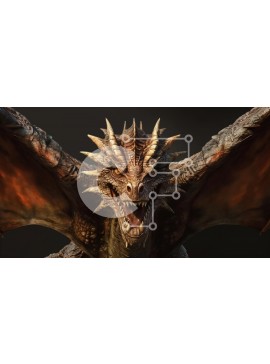 Intra Συλλεκτικό Ξύλινο Παζλ Plywood  4mm - Έντονη εικόνα ενός δράκου σε λειτουργία επίθεσης Σε Ξύλινο Κουτί - Διαστάσεις Puzzle: 10x10 cm – 25 κομμάτια