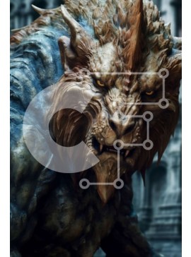 Intra Συλλεκτικό Ξύλινο Παζλ Plywood  4mm - Τρομακτική εικόνα ενός λυκάνθρωπου που γρυλίζει με λαμπερά κόκκινα μάτια Σε Ξύλινο Κουτί - Διαστάσεις Puzzle: 10x10 cm – 25 κομμάτια