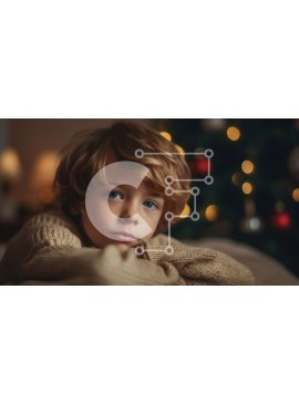 Intra Συλλεκτικό Ξύλινο Παζλ Plywood  4mm - Λυπημένο νεαρό αγόρι που κάθεται μπροστά από το χριστουγεννιάτικο δέντρο Σε Ξύλινο Κουτί - Διαστάσεις Puzzle: 10x10 cm – 25 κομμάτια