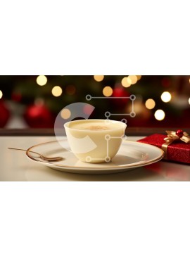 Σετ των 2 Intra Συλλεκτικό Ξύλινο Παζλ Plywood  4mm - Φλιτζάνι καφέ με σαντιγί και κουτί δώρου στο τραπέζι Σε Ξύλινο Κουτί - Διαστάσεις: 10x10 cm – 25 κομμάτια