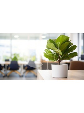 Intra Συλλεκτικό Ξύλινο Παζλ Plywood  4mm - Φυτό σε γλάστρα σε περιβάλλον γραφείου Σε Ξύλινο Κουτί - Διαστάσεις Puzzle: 10x10 cm – 25 κομμάτια