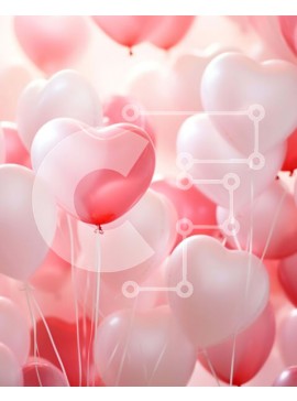 Intra Συλλεκτικό Ξύλινο Παζλ Plywood  4mm - Ομάδα μπαλονιών σε σχήμα καρδιάς που επιπλέουν στον αέρα Σε Ξύλινο Κουτί - Διαστάσεις Puzzle: 10x10 cm – 25 κομμάτια