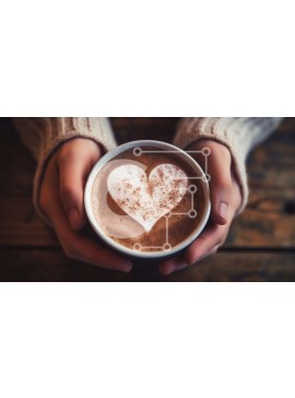 Σετ των 2 Intra Συλλεκτικό Ξύλινο Παζλ Plywood  4mm - Καφές σαντιγί σε σχήμα καρδιάς Σε Ξύλινο Κουτί - Διαστάσεις: 10x10 cm – 25 κομμάτια